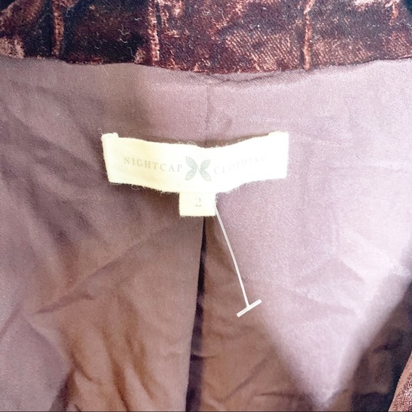 Revolve Nightcap Sgt. Breasted Maroon Velvet Blazer - Picture 12 of 14